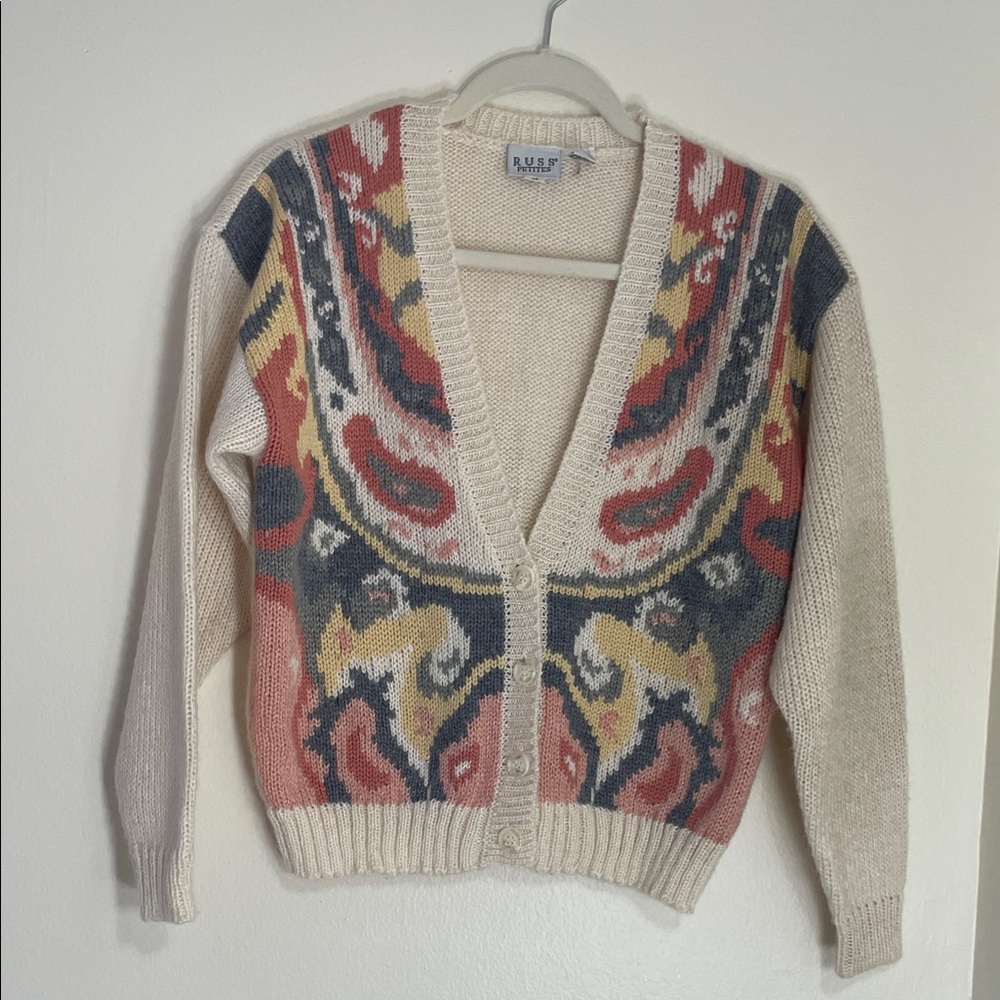 🧶✨ Vintage RUSS Petites Mohair Wool Knit Cardigan | Size M (Fits S)